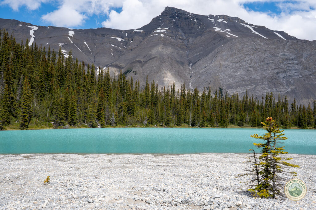far side of Boundary Lake with glacial outwash and mountain valley
