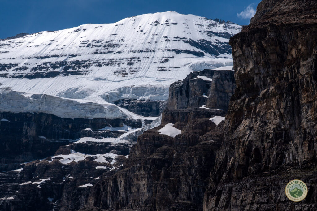 Hanging glacier and icefall view at the Plain of Six Glaciers viewpoint
