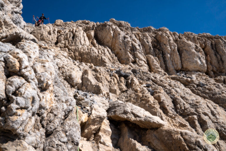 the second, easier climbing scramble section on Mount Temple